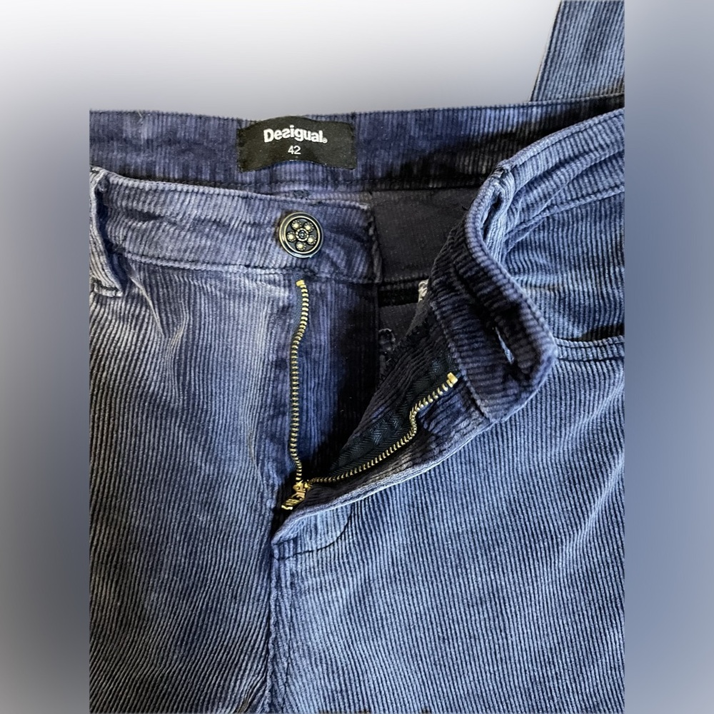 Desigual Blue Cropped Pants with Patterned Accents - Picture 9 of 12